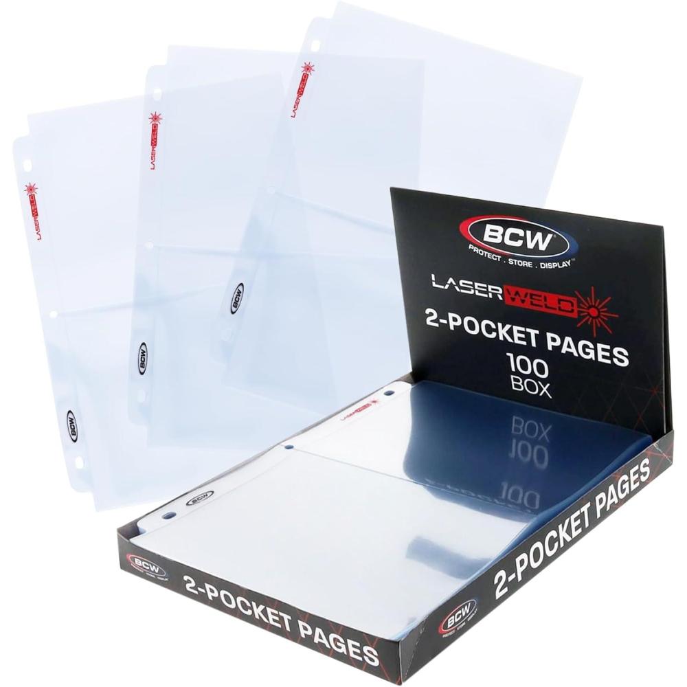 image:imageBCW LaserWeld 2Pocket Photo Page 50ct Holds Two 5x7 Photos or Cards AcidFree Archival Polypropylene Flat Design LaserWelded Seams Ideal for Photo Albums Trading Cards Postcards100 Pack