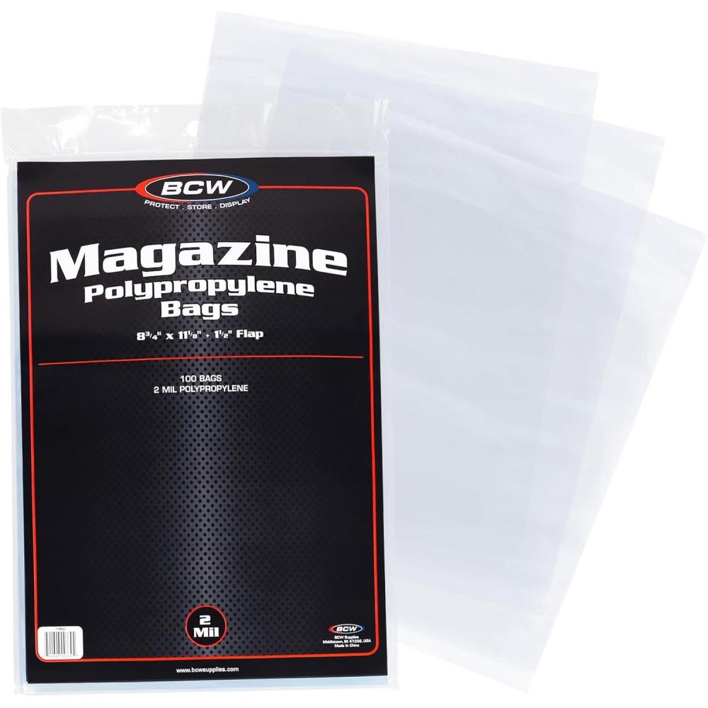 image:imageBCW Magazine Bags  1 Pack of 100  AcidFree Crystal Clear Polypropylene Sleeves for ArchivalQuality Storage of Collectible Magazines  Protect and Showcase Your Valuable Comic Book Collection