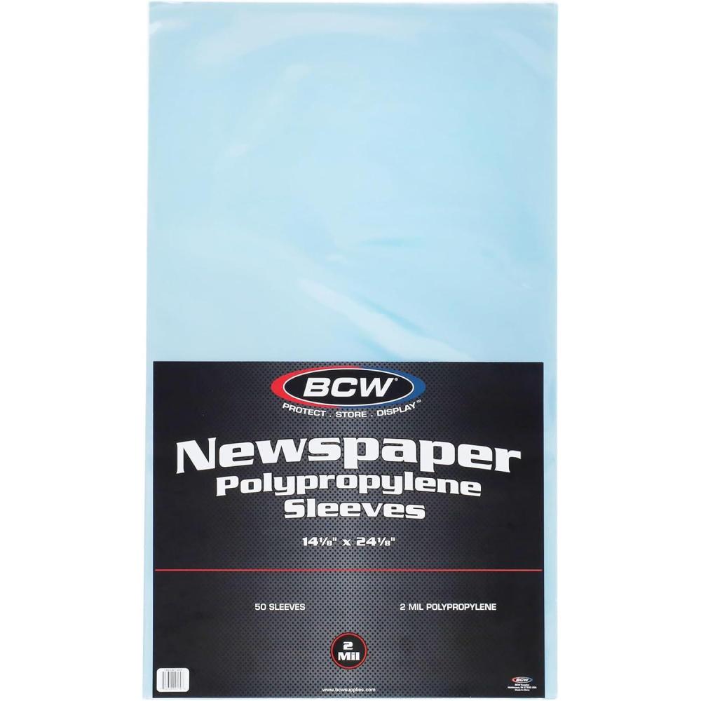 image:imageBCW Newspaper Protector Sleeves 14 x 24 Clear AcidFree Archival Polypropylene Newspaper Sleeves for Broadsheet Papers Prints amp Posters 50Pack