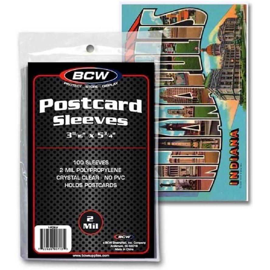 image:imageBCW Postcard Sleeves 35x5 Archival Sleeves for Postcard Storage Clear Polypropylene Post Card Sleeves Protect Small Postcards Photos amp Invitations 100 Pack100 Pack