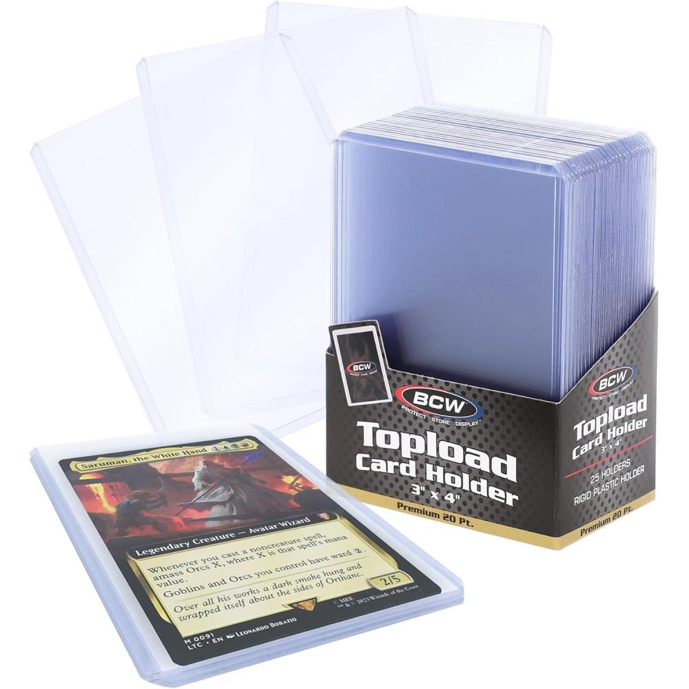 image:imageBCW Premium 3x4 Topload Card Holders 50 Pack UltraClear 20PT Rigid PVC Protectors HeavyDuty Card Holders for Standard Trading Cards Sports Cards MTG Pokmon amp More25 Pack
