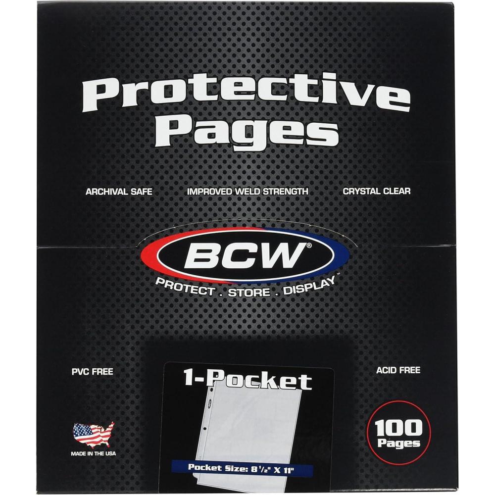 image:imageBCW Pro 1Pocket Document Pages 100 ct Pack Archival AcidFree Storage for 85 x 11 Documents Sheet Protectors with Toploading Design Universal Fit in 3Ring Binders and Albums