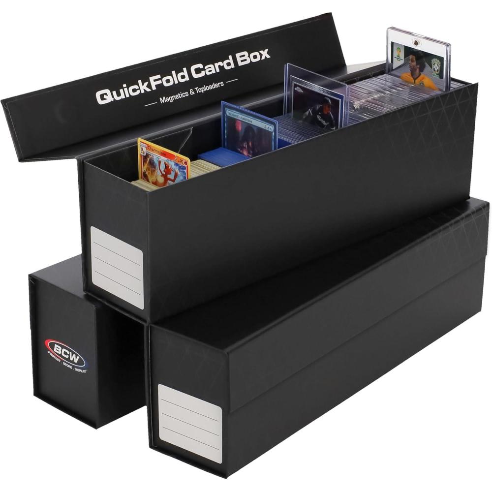 image:imageBCW QuickFold Card Storage Boxes for Magnetics amp Toploaders 3 Pack Trading Card Holder Box with Magnetic Closure Easy Fold Assembly for Sports and TCG Cards3 Pack