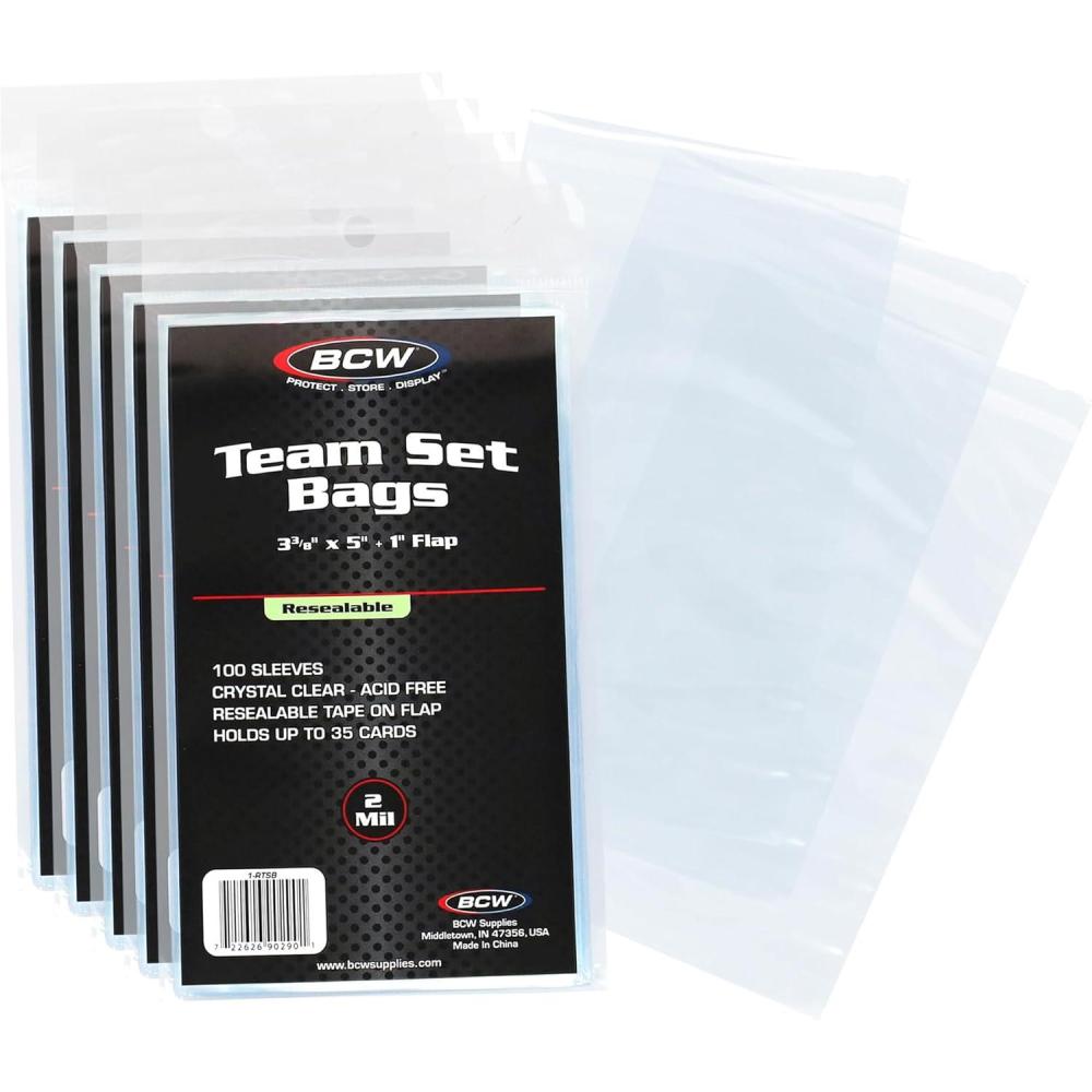 image:imageBCW Resealable Team Set Bags  500 Count  Holds 35 Loose Cards or 5 Standard 35pt Toploaders  Fits Magnetics up to 108pt  AcidFree Team Bags for Trading Cards amp Shipping