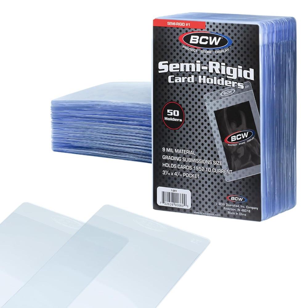 image:imageBCW Semi Rigid Card Holder 1 50 Pack Semi Rigid Card Sleeves for Grading PSA Submission I for Sports Pokmon and Memorabilia Cards