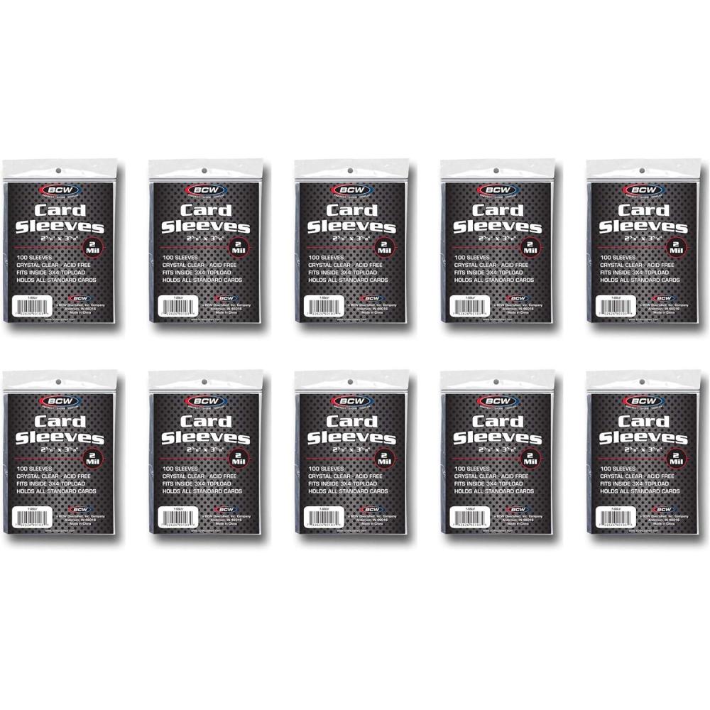 image:imageBCW Standard Card Sleeves  Penny Sleeves 2 58 x 3 58  1000 Clear Trading Card Sleeves  Card Protector Sleeves for Baseball Sports amp Trading Cards  10 Packs of 100 Each