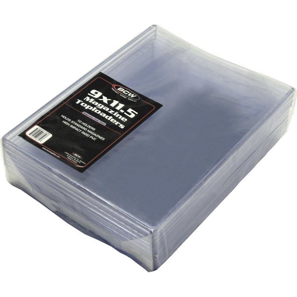 image:imageBCW Supplies 7mm Magazine Topload Holder 10 Count Pack Rigid PVC Crystal Clear Display AcidFree Toploaders Protective Display for Beckett Price Guides amp Magazines Documents and Photos