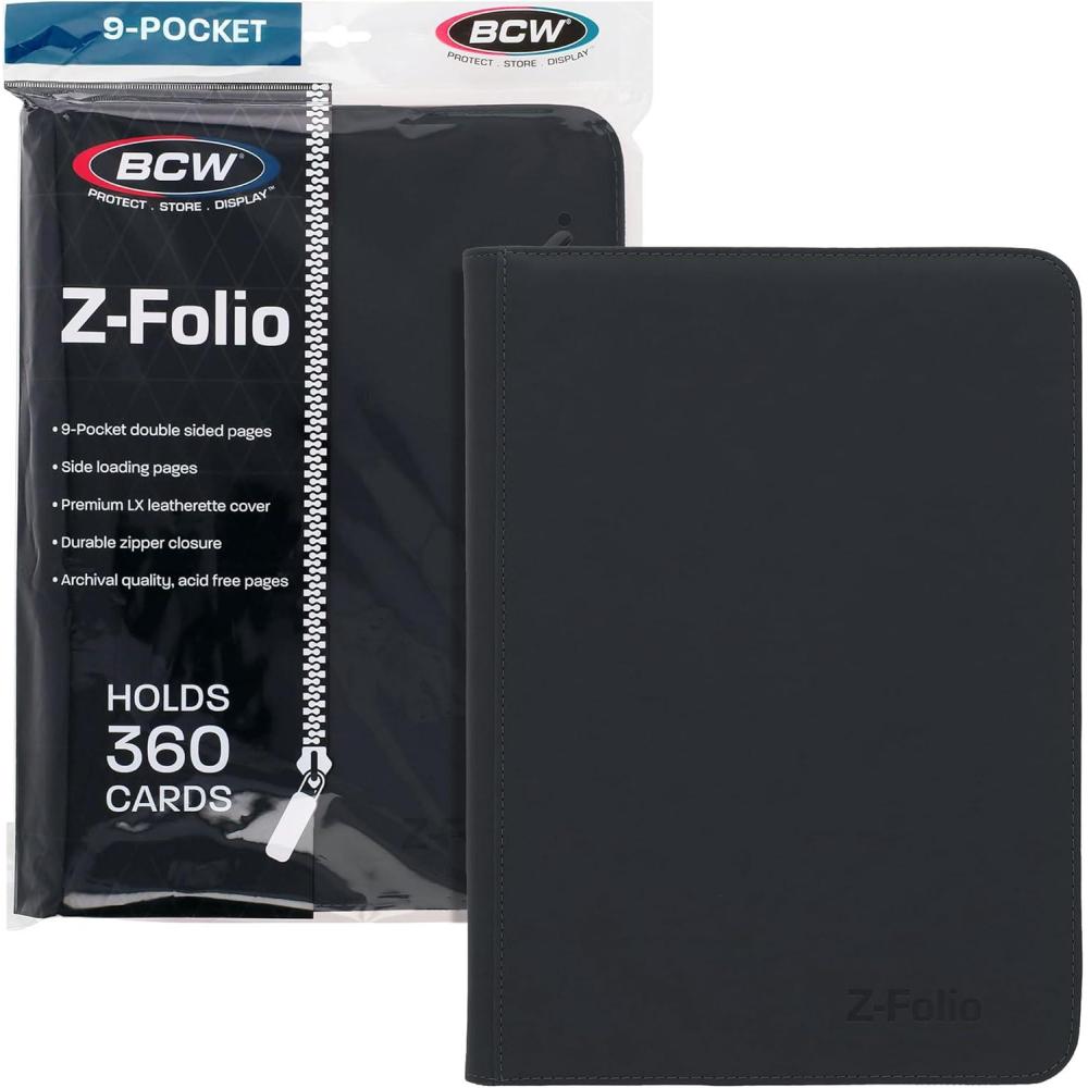 image:imageBCW Top Loader Binder  9Pocket LX Album  Green Leatherette Toploader Archival Safe SideLoading Pages  Holds 252 Standard 3x4 Toploaders  Ideal for Sports Trading Gaming Card and Pokemon CardBlack