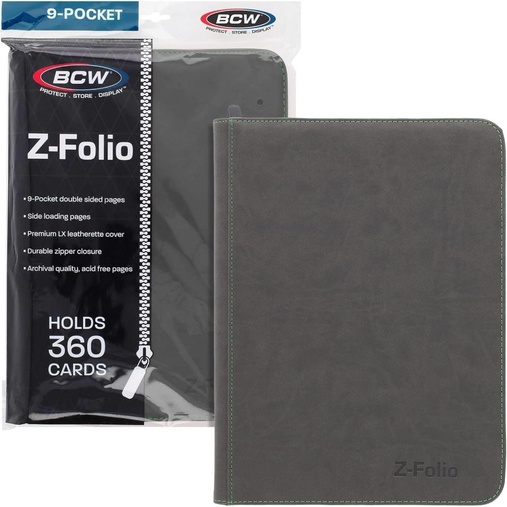 image:imageBCW ZFolio 9Pocket LX Album  Gray  Secure Zipper Card Organizer  Premium Leatherette Card Collection Binder  Trading Card Binder for Pokemon MTG Sport Cards and More