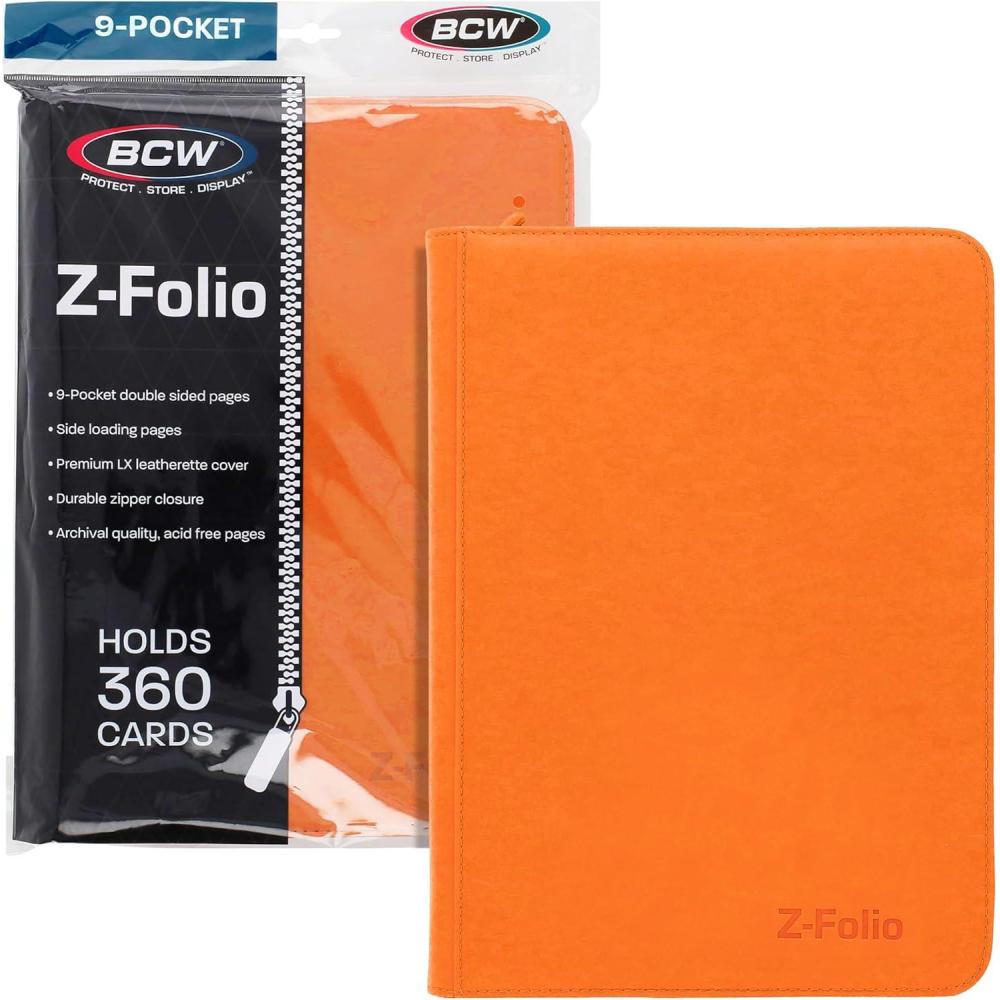 image:imageBCW ZFolio 9Pocket LX Album Pink Secure Zipper Card Organizer Premium Leatherette Card Collection Binder Trading Card Binder for Pokemon MTG Sport Cards and MoreOrange