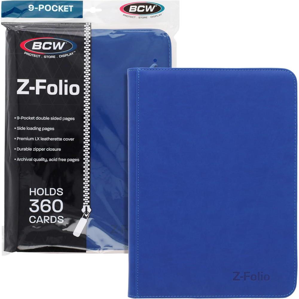 image:imageBCW ZFolio 9Pocket LX Album Purple Secure Zipper Card Organizer Premium Leatherette Card Collection Binder Trading Card Binder for Pokemon MTG Sport Cards and MoreBlue