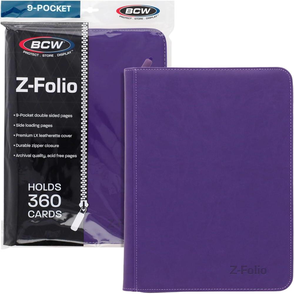 image:imageBCW ZFolio 9Pocket LX Album  Purple  Secure Zipper Card Organizer  Premium Leatherette Card Collection Binder  Trading Card Binder for Pokemon MTG Sport Cards and More