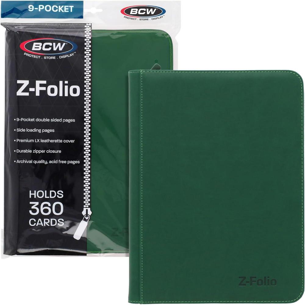 image:imageBCW ZFolio 9Pocket LX Album  Purple  Secure Zipper Card Organizer  Premium Leatherette Card Collection Binder  Trading Card Binder for Pokemon MTG Sport Cards and MoreGreen