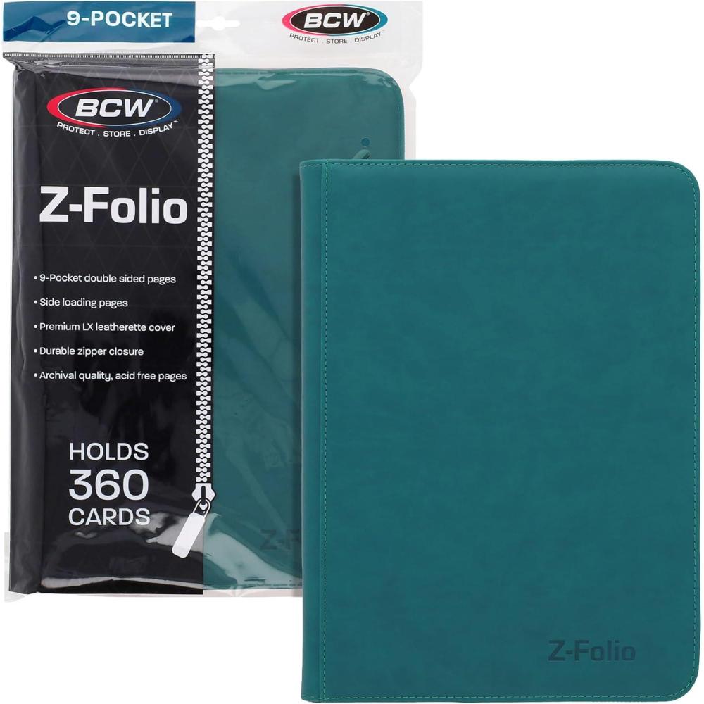 image:imageBCW ZFolio 9Pocket LX Album  Teal  Secure Zipper Card Organizer  Premium Leatherette Card Collection Binder  Trading Card Binder for Pokemon MTG Sport Cards and More