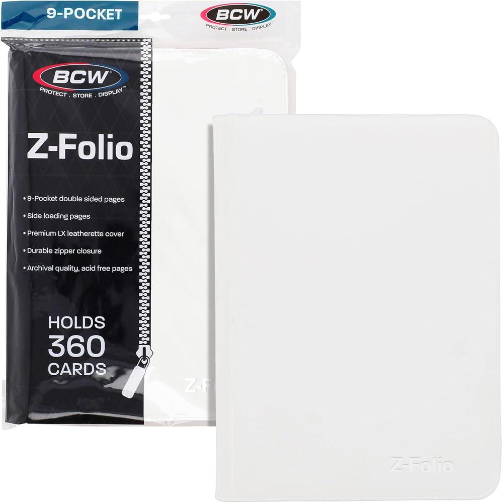 image:imageBCW ZFolio 9Pocket LX Album  White  Secure Zipper Card Organizer  Premium Leatherette Card Collection Binder  Trading Card Binder for Pokemon MTG Sport Cards and More