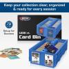 BCW 1600 Card Bin & 500 Deck Guard Sleeves – Green | Holds 1,600+ Cards | Stackable Storage Bin | Anti-Glare Sleeves(Blue)