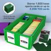 BCW 1600 Card Bin & 500 Deck Guard Sleeves – Green | Holds 1,600+ Cards | Stackable Storage Bin | Anti-Glare Sleeves(Green)