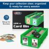 BCW 1600 Card Bin & 500 Deck Guard Sleeves – Green | Holds 1,600+ Cards | Stackable Storage Bin | Anti-Glare Sleeves(Green)