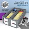 BCW 1600 Card Bin & 500 Deck Guard Sleeves – Green | Holds 1,600+ Cards | Stackable Storage Bin | Anti-Glare Sleeves(Grey)