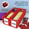 BCW 1600 Card Bin & 500 Deck Guard Sleeves – Green | Holds 1,600+ Cards | Stackable Storage Bin | Anti-Glare Sleeves(Red)