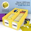 BCW 1600 Card Bin & 500 Deck Guard Sleeves – Green | Holds 1,600+ Cards | Stackable Storage Bin | Anti-Glare Sleeves(Yellow)