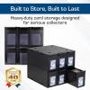 BCW 6 Drawer Card Catalog – White | Stackable Trading Card Organizer Box | Holds Sports Cards, Gaming Cards, Toploaders & Magnetics | Heavy-Duty Plastic Storage with Dividers(Black)