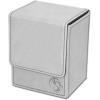 BCW Deck Case LX | Holds 80 Sleeved Gaming Cards | Black Leatherette with Red Stitching | Magnetic Closure | Durable Card Storage for Magic, Pokémon and Star Wars(White)