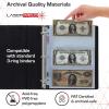BCW LaserWeld 4-Pocket Currency Page – 50ct | Holds 4 Regular Bills with Label Pocket | Acid-Free Polypropylene | Top Loading, Laser-Welded Pages | Flat, Glare-Free Display for 3-Ring Binders(50 Pack)