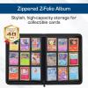 BCW Z-Folio 9-Pocket LX Album – Black | Secure Zipper Card Organizer | Premium Leatherette Card Collection Binder | Trading Card Binder for Pokemon, MTG, Sport Cards and More(Black)