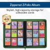 BCW Z-Folio 9-Pocket LX Album – Green | Secure Zipper Card Organizer | Premium Leatherette Card Collection Binder | Trading Card Binder for Pokemon, MTG, Sport Cards and More