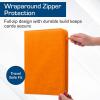 BCW Z-Folio 9-Pocket LX Album – Pink | Secure Zipper Card Organizer | Premium Leatherette Card Collection Binder | Trading Card Binder for Pokemon, MTG, Sport Cards and More(Orange)