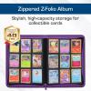 BCW Z-Folio 9-Pocket LX Album – Purple | Secure Zipper Card Organizer | Premium Leatherette Card Collection Binder | Trading Card Binder for Pokemon, MTG, Sport Cards and More(Purple)