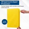BCW Z-Folio 9-Pocket LX Album – Yellow | Secure Zipper Card Organizer | Premium Leatherette Card Collection Binder | Trading Card Binder for Pokemon, MTG, Sport Cards and More