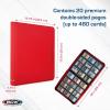 BCW Z-Folio LX Zipper Portfolio – Premium Red Leatherette 12-Pocket Playset Album – Secure Zipper – 480 Card Capacity – Card Collector’s Dream – Card Organizer – Trading Card Storage