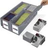 BCW 1600 Card Bin & 500 Deck Guard Sleeves – Green | Holds 1,600+ Cards | Stackable Storage Bin | Anti-Glare Sleeves(Grey)
