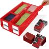 BCW 1600 Card Bin & 500 Deck Guard Sleeves – Green | Holds 1,600+ Cards | Stackable Storage Bin | Anti-Glare Sleeves(Red)