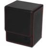 BCW Deck Case LX | Holds 80 Sleeved Gaming Cards | Black Leatherette with Red Stitching | Magnetic Closure | Durable Card Storage for Magic, Pokémon and Star Wars(Black)