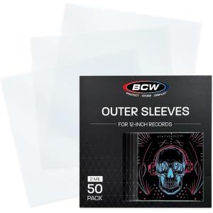 BCW 12-Inch Outer Sleeves – 50 Pack | Clear 2 Mil Polypropylene | Acid-Free Archival Quality for 33 1/3 RPM Album Covers | Ideal for Collectors(2 Mil Thickness)