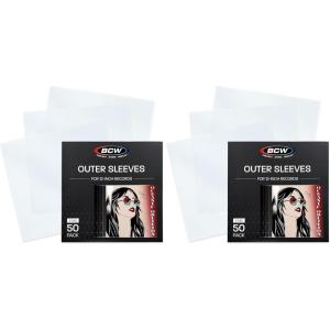 BCW 12-Inch Outer Sleeves – 50 Pack | Clear 2 Mil Polypropylene | Acid-Free Archival Quality for 33 1/3 RPM Album Covers | Ideal for Collectors(4 Mil Thickness (Pack of 2))