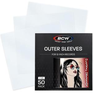 BCW 12-Inch Outer Sleeves – 50 Pack | Clear 2 Mil Polypropylene | Acid-Free Archival Quality for 33 1/3 RPM Album Covers | Ideal for Collectors(4 Mil Thickness)