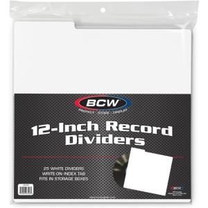 BCW 12-Inch Vinyl Record Dividers – 25 Pack | Archival Plastic for LP Storage – White