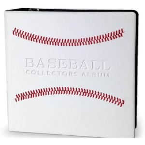 BCW 3-Inch Baseball Collectors Album – White Baseball Stitch Binder | Holds Up to 90 Pages | Heavy Duty D-Ring Baseball Card Binder for Trading Cards – 2 ct