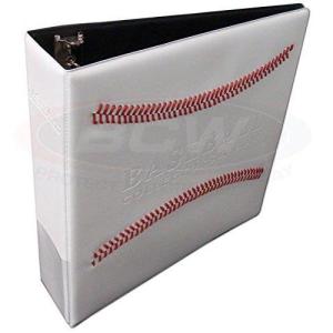 BCW 3-Inch Baseball Collectors Album – White Baseball Stitch Binder | Holds Up to 90 Pages | Heavy Duty D-Ring Baseball Card Binder for Trading Cards