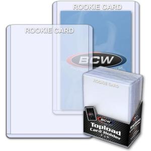 BCW 3X4 Top Loaders for Cards | Rookie Imprinted Gold Toploaders | Rigid PVC | Protects Baseball, Football, Hockey, MTG, Pokemon Cards | Standard Size Top Loaders(White)