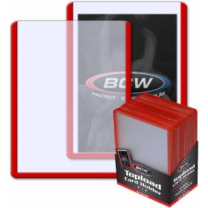 BCW 3×4 Topload Card Holder – Black Border | 25 Pack | Premium Quality Rigid PVC Protector for Standard Size Trading Cards | Card Holders for Sports Cards, MTG, Pokemon, and More (Black)(Red)