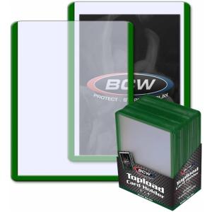 BCW 3×4 Topload Card Holder – Black Border | 25 Pack | Premium Quality Rigid PVC Protector for Standard Size Trading Cards | Card Holders for Sports Cards, MTG, Pokemon, and More (Black)(Green)