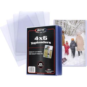 BCW 4×6 Photo & Postcard Topload Holders – 25 Pack | Blue-Tinted 4×6 Toploader Protectors for Photos, Prints & Postcards | Rigid Plastic Toploaders for Display & Storage
