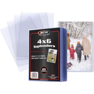 BCW 4×6 Photo & Postcard Topload Holders – 50 Pack | Blue-Tinted 4×6 Toploader Protectors for Photos, Prints & Postcards | Rigid Plastic Toploaders for Display & Storage