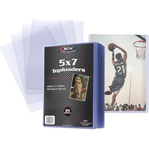 BCW 5×7 Topload Holder – 25 Count | Rigid 5×7 Toploader for Photos, Cards & Prints | Hard Plastic 5 x 7 Top Loader for Postcards, Pictures & Memorabilia Protection