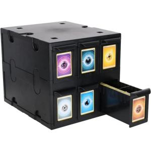 BCW 6 Drawer Card Catalog – White | Stackable Trading Card Organizer Box | Holds Sports Cards, Gaming Cards, Toploaders & Magnetics | Heavy-Duty Plastic Storage with Dividers(Black)